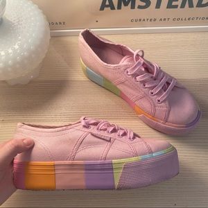 SUPERGA rainbow platform sneakers